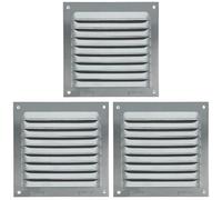 Amig - Griglia Quadrata in Alluminio con Zanzariera | Griglie di Ventilazione per Uscita d'Aria | Ideale per Soffitto di cucina e Bagno | Misure 100 x 100 mm | Colore Argento (Confezione da 3)