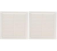 Amig - Griglia quadrata in plastica con zanzariera| Griglie di ventilazione per presa d'aria | Adatto per soffitto cucina e bagno | Dimensioni: 200 x 200 mm | Colore: bianco (Confezione da 2)