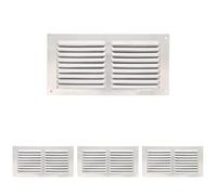 Amig - Griglia Rettangolare in Alluminio con Zanzariera | Griglie di Ventilazione per Uscita d'Aria | Ideale per Soffitto di Cucina e Bagno | Misure 100 x 200 MM | Colore Argento (Confezione da 4)