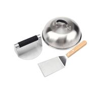 Amig - Kit 3 Accessori per Smash Burger - Pressa per Carne, Campana per Sciogliere Formaggio, Spatola - Acciaio Inossidabile - MOD. AM12