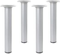 Amig - Kit 4X Pata de Acero para Muebles - Resistente y Versátil - Ideal para Mesas y Escritorios - Tapón Antirayaduras - Fácil Fijación, Plata, 30x250mm, Metal