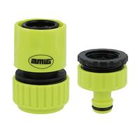 Amig - Kit di Connettori per Tubi | 2 Componenti | Raccordo Rapido da 3/4" e Adattatore Riduttore per Rubinetto da 3/4" | Accessori Ideali per il Giardinaggio | Plastica ABS | Verde Pistacchio