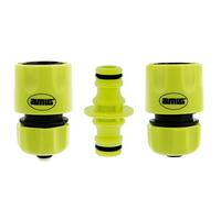Amig - Kit di connettori per tubo - 3 componenti - 2 raccordi rapidi da 1/2" e 1 manicotto di collegamento - Accessori ideali per il giardinaggio - Plastica ABS - Verde Pistacchio