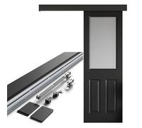 Amig - Kit porta scorrevole legno - Guida 186 cm alluminio nero con chiusura automatica - Capacità 60 kg - Chiusura morbida e silenziosa - Mod. SD005
