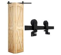 Amig - Kit porta scorrevole pieghevole - Guida 110 cm acciaio nero - Resistenza fino a 40 kg - Stabile e compatto - Scivolamento silenzioso e stabile - Mod. SD006