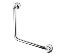 Amig - Maniglia a forma di L con rosetta Mod.6 in acciaio inossidabile 18/8 | Maniglia di sicurezza a muro ideale per docce e vasche | Misure - Maniglia: Ø25 x 450 mm, Rosetta: Ø65 mm | Include viti