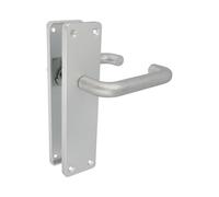Amig - Maniglia con piastra - Maniglia per porta interna o esterna - Materiale: Alluminio anodizzato - Colore: Argento - Dimensioni: 222 x 55 x 10 mm