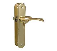 Amig - Maniglia con Placca Ovale Set da 2 Pezzi - Maniglie per Porte Interne con Design Classico e Viti Incluse - 237 x 40 mm, Maniglia 120 mm - Zama e Acciaio - Ottone Lucido