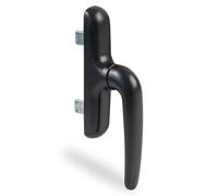 Amig - Maniglia per Finestre Praticabili | Apribili o Battenti con Base in Alluminio e Copertura in PVC | Colore Nero con Avvitamento Nascosto | 180 x 35 mm | Altezza 64 mm | Senza Quadrato