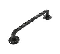 Amig - Maniglione per porte di passaggio o d'ingresso Modello 103 | 140 mm | Maniglia con placca in acciaio e tirante in Zamak | Finitura nera | Include rosetta | Stile rustico forgiato a mano