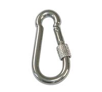 Amig - Moschettone pompiere in acciaio inox mod.30150 con chiusura a vite per collegare corde, catene, cinghie o nastri/Ancoraggio di pressione per collegamenti rapidi/Misure: Ø 6 x 60 mm, Argento