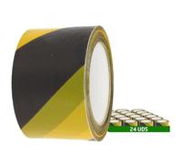 Amig - Confezione da 24 nastri segnaletici | 200 m di lunghezza x 70 mm di larghezza | Giallo e Nero | Realizzati in Polietilene a Bassa Densità (LDPE) | Per la delimitazione delle aree di sicurezza