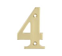 Amig - Numero 4 Finestra in Ottone Lucido da Avvitare per Interni ed Esterni | 100 mm | Per Portoni, Muri o Facciate di Case | Finitura Dorata