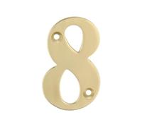 Amig Numero 8 Hollow in ottone lucido per avvitamento interno ed esterno, 100 mm, per portali, pareti o facciate di case, finitura dorata