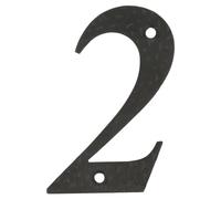Amig - Numero per case o portali | n. 2 | 100 x 65 mm | Per pareti o pareti esterne di abitazioni | Acciaio Finitura in nero epossidico | Stile forgiato | Include tasselli e tirafondi
