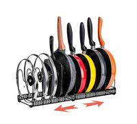 Amig - Organizzatore Estensibile per Padelle - Da 6 a 10 Scomparti - Acciaio Nero - Porta Coperchi e Padelle da Cucina - Dimensioni: 20 x 24 x 30-57 cm