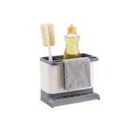 Amig - Organizzatore per Lavello Noxi - 15,4 x 11,4 x 18 cm - Acciaio e Plastica Resistente - Colore Bianco - Supporto per Spugne, Spazzole e Detersivo con Vassoio Smontabile