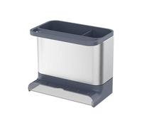 Amig - Organizzatore per Lavello Noxi - 15,4 x 11,4 x 18 cm - Acciaio Inox e Plastica Resistente - Colore Grigio - Supporto per Spugne, Spazzole e Detersivo con Vassoio Amovibile