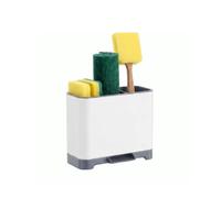 Amig - Organizzatore per Lavello Noxi Soft - 13,5 x 9,5 x 18 cm - Acciaio e Plastica Resistente - Colore Bianco - Supporto per Spugne, Spazzole e Detersivo con Vassoio Smontabile