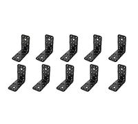 Amig - Pacco da 10 Angoli Piani per Strutture in Legno | Supporti Angolari a 90 gradi | Squadrette di Montaggio | Fissaggio per Mobili, Armadi o Tavoli | Acciaio | Colore Nero | 100 x 50 x 2.2 mm