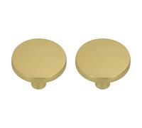 Amig - Pack di 2 Pomelli per mobili - Ø35 mm - Colore Oro Spazzolato - Realizzato in Alluminio - Per cassetti e armadi da cucina e bagno con stile moderno decorativo e uso comodo - Mod. 802