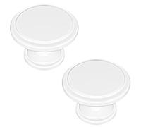 Amig - Pack di 2 Pomelli per mobili - Diametro Ø28 mm - Colore Bianco - Fabbricato in Zamak - Per cassetti e armadi da cucina e bagno con stile moderno decorativo e uso comodo - Mod. 804