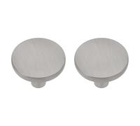 Amig - Pack di 2 Pomelli per mobili - Diametro Ø35 mm - Colore Nichel Spazzolato - Realizzato in Alluminio - Maniglie per cassetti e armadi da cucina e bagno dallo stile moderno - Mod. 802
