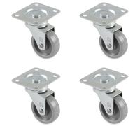 amig - Pack di 4 ruote per mobili mod. 2500, con piastra e cuscinetti, Misura: 50 mm, Carico massimo per ruota: 35 kg, Realizzate in nylon, Colore grigio, Senza freno