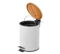 Amig - Pattumiera da bagno con pedale 3 litri Mod. Tacto - Colore bianco - Apertura igienica senza mani - Ø16,8 x 25,5 cm - Acciaio inox laccato - Cestino rotondo con secchio interno rimovibile