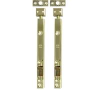 Amig - Perno di sovrapposizione o imbutimento per porte Mod.400 | Chiusura di sicurezza per chiusura verticale | Adatto per porte a doppia lama | in acciaio ottonato | Dimensioni: 110 x 16 mm