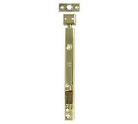 Amig - Perno di sovrapposizione o incasso - Chiusura per porte - Chiusura resistente per cancelli - Acciaio - Colore: Oro - 150 x 16 mm - Viti incluse