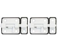 Amig - Perno di sovrapposizione per porte Mod.383-54 x 36 mm - Chiusura di sicurezza con base in plastica - Per chiusura orizzontale - In acciaio finito bianco - Include tirafondi (Confezione da 2)