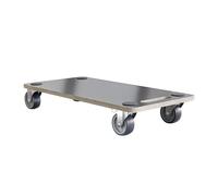Amig - Piattaforma di Carico con Ruote - Supporto Mobile Rettangolare - 4 Tappetini Antiscivolo - 60 x 34 cm - Carico Max: 350 kg - 4 Ruote: 2 con Freno - MDF - Certificato FSC - Nero