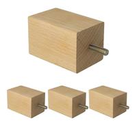 Amig - Piedino Quadrato per mobile, Piede in Legno di Faggio con Finitura Naturale, Piedi di Ricambio per Divani, Letti, Tavoli, Fissaggio: Spina Metallica Metrica 8, Misure: 50 x 50 x 80 mm