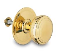 Amig - Pomello Mod 12 dorato rotondo in ottone massiccio lucido per porte esterne di ingresso | Diametro maniglia Ø70 mm · Altezza 68,5 mm | Facile da installare Include dado di fissaggio