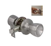 Amig - Pomello - Set di Pomelli a Sfera - Pomelli sfera set completo serratura ingresso - Compatibile porte 35-45 mm viti di fissaggio serratura a quadrante - 60/70 mm - Ottone - Argento Opaco