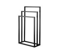 Amig - Porta asciugamani da terra nero opaco con 3 barre metalliche - Supporto da pavimento per asciugamani da bagno - Stile industriale minimalista con base stabile - Senza fori