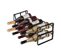 Amig - Portabottiglie impilabile per 8 bottiglie - Confezione da 2 scaffali in acciaio nero - Organizer per cucina, dispensa, sala da pranzo o cantina - Misure: 41 x 20,5 x 19 cm