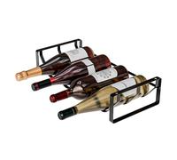 Amig - Portabottiglie per 4 bottiglie - Scaffale in acciaio nero - Organizer per bottiglie in cucina, dispensa, sala da pranzo o cantina - Misure: 41 x 20,5 x 9,5 cm