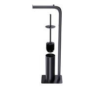 Amig - Portarotolo con Portascopino Formaduo - 210 x 160 x 725 mm - Acciaio e Polipropilene - Colore Nero - Set da Bagno 2 in 1 Funzionale ed Elegante - Salvaspazio e Organizzazione