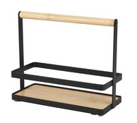Amig - Portaspezie - Scaffale da Cucina per Piano - Acciaio Nero e Bambù - Conservazione Vasetti - Dimensioni: 215 x 95 x 180 mm