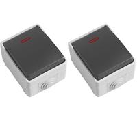 Amig - Pulsante di Sovrapposizione Impermeabile IP54 | Indicatore Luminoso LED | Adatto a Esterni e Interni | Per Terrazze, Giardini, Garage | Policarbonato, Multicolore (Confezione da 2)