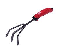 Amig - Rastrello da Giardino con Manico in ABS | Scarificatore a 3 Plettri in Acciaio per Raccogliere Materiale Organico di Colore Rosso-Nero | Misure - 13 1/2"