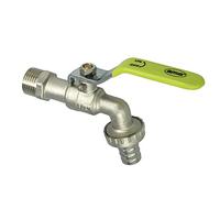 Amig - Rubinetto da Giardino per Tubi Flessibili - Ingresso a Parete per Tubi Flessibili da 1/2" e Adattatore da 3/4" - Rubinetto per Irrigare Giardini - Filettatura di Fissaggio - Ottone Nichelato