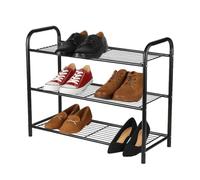 Amig - Scarpiera in metallo con 3 ripiani per 9 paia - 65 x 25 x 53,5 cm - Scaffale portascarpe in acciaio nero - Ideale per camera da letto, ingresso o armadio