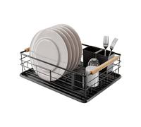 Amig - Scolapiatti Graz - 42 x 31,5 x 15 cm - Acciaio con Manico in Legno - Colo