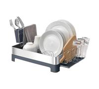 Amig - Scolapiatti Siba - 51 x 32 x 24,6 cm - Acciaio Inox e Plastica - Colore Grigio - Scolapiatti con Vassoio di Sgocciolamento e Supporto per Posate - Capacità per 10 Piatti e 4 Bicchieri