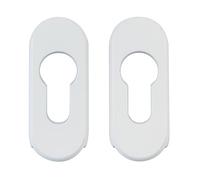 Amig - Scudo di sicurezza con corpo in acciaio per serrature mod. 3700 | 70 x 29 mm | per porte metalliche | con rivestimento in alluminio | finitura bianca