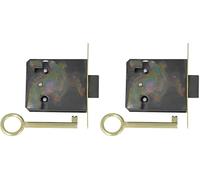 Amig - Serratura a incasso per Mobile | Ingresso 30 mm | Include Chiave a Forcina | Sistema di Chiusura per Tavoli, Armadi e Mobili Piccoli | Ottone Dorato Opaco (Confezione da 2)