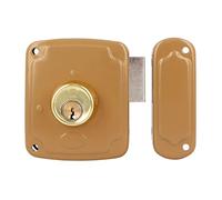 Amig - Serratura a Sovrapposizione a Destra con Leva di Chiusura e Linguetta per Porte in Legno Mod. 72 PU / 80 x 95 mm/Chiusura con cilindro rotondo/acciaio dorato